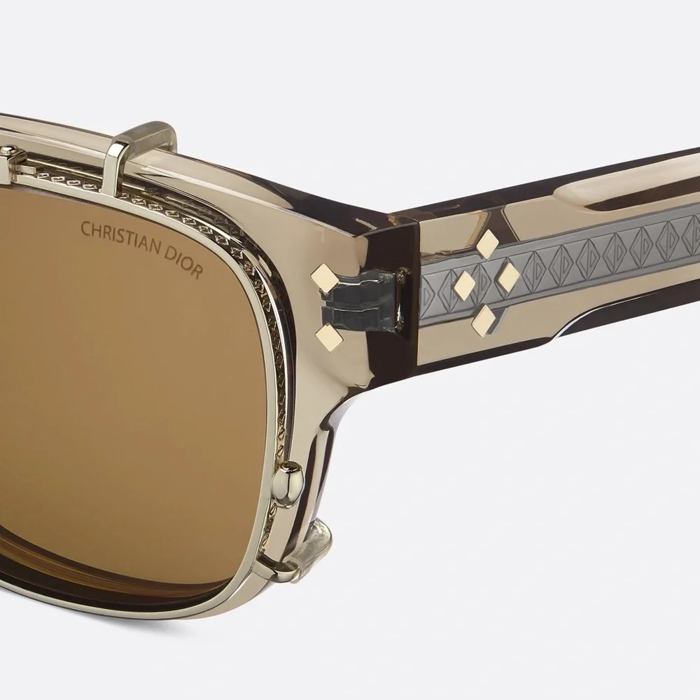 New! Dior CD DIAMONDO S10I 64BB Stylish Crystal Brown Clip On Sunglasses Men